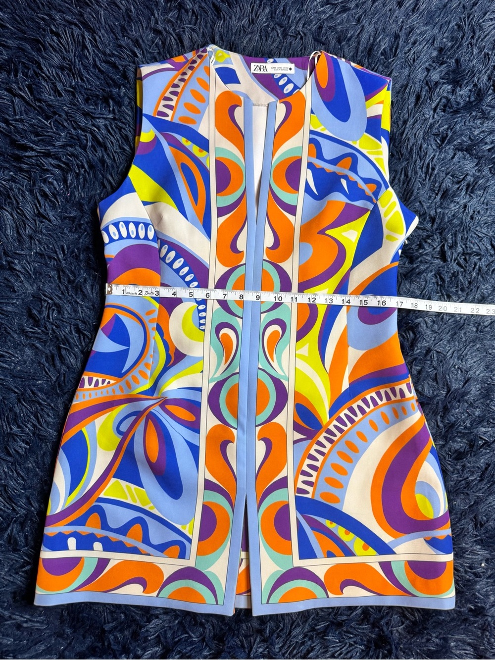 Zara multi coloured print Mini Sleeveless Dress. Size XL - Picture 11 of 16